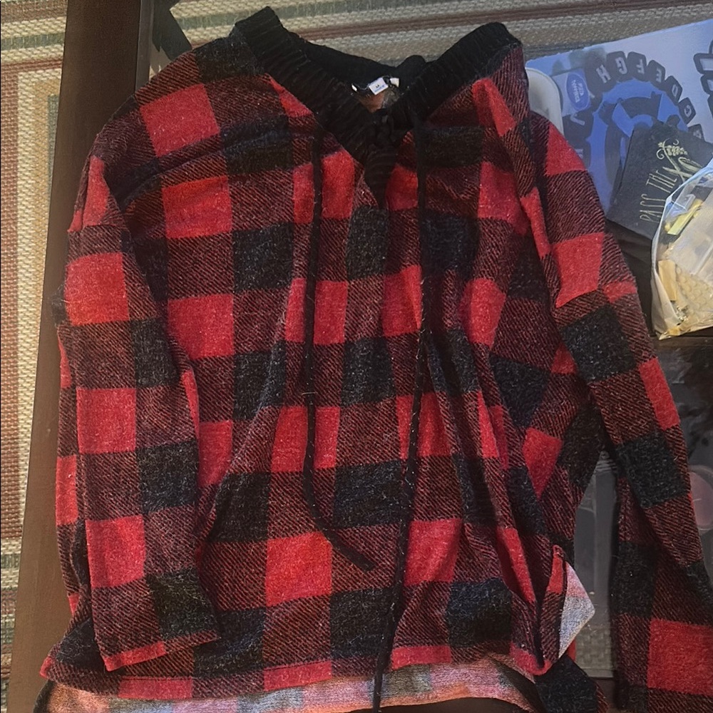 White Birch Red and Black Plaid Sweater